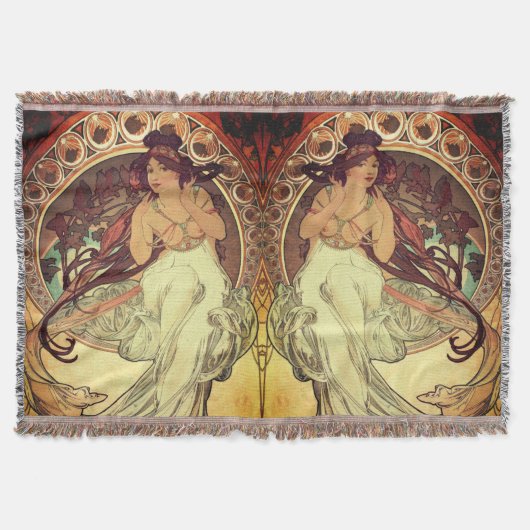 Art nouveau Alphonse Mucha elegante  vrouw Deken (Voorkant)