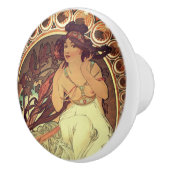 Art nouveau Alphonse Mucha elegante  vrouw Keramische Knop (Rechts)
