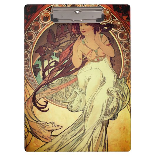 Art nouveau Alphonse Mucha elegante  vrouw Klembord (Voorkant)