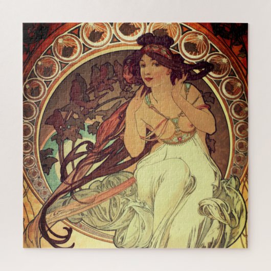 Art nouveau Alphonse Mucha elegante  vrouw Legpuzzel (Verticaal)