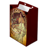 Art nouveau Alphonse Mucha elegante  vrouw Medium Cadeauzakje (Voorkant Gekanteld)