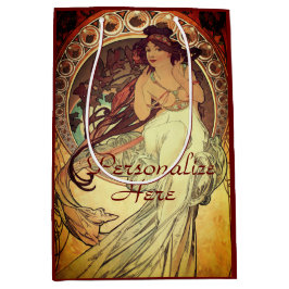 Art nouveau Alphonse Mucha elegante  vrouw Medium Cadeauzakje