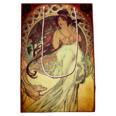 Art nouveau Alphonse Mucha elegante  vrouw Medium Cadeauzakje (Achterkant)