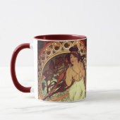 Art nouveau Alphonse Mucha elegante  vrouw Mok (Links)