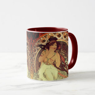 Art nouveau Alphonse Mucha elegante  vrouw Mok