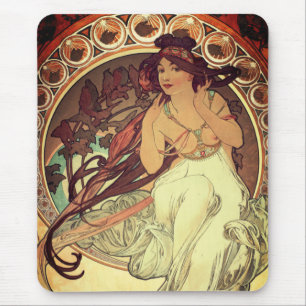 Art nouveau Alphonse Mucha elegante  vrouw  Muismat