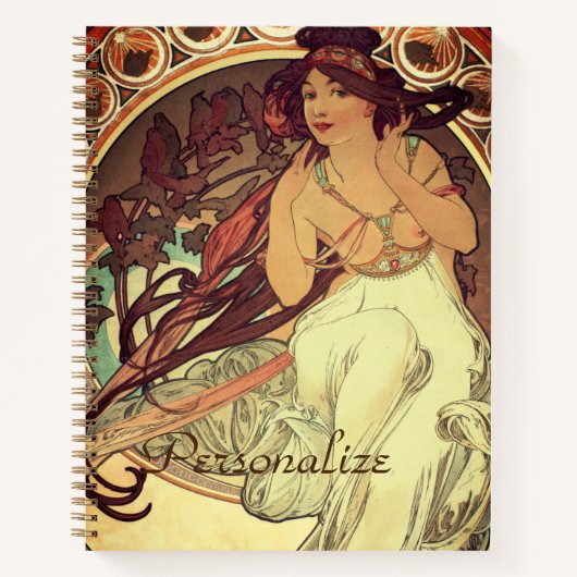 Art nouveau Alphonse Mucha elegante vrouw Notitieboek (Voorkant)