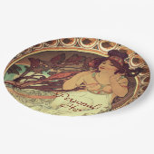 Art nouveau Alphonse Mucha elegante  vrouw Papieren Bordje (Gekanteld)