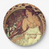 Art nouveau Alphonse Mucha elegante  vrouw Papieren Bordje (Voorkant)