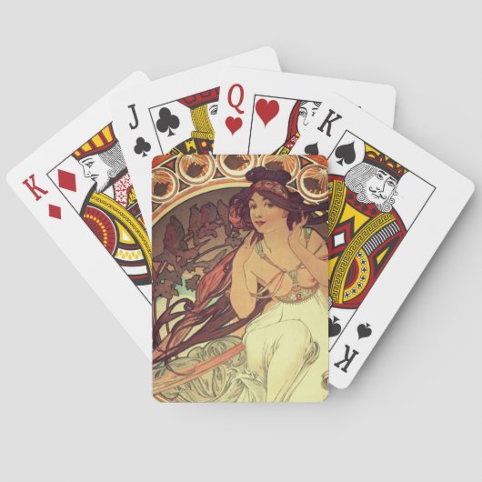 Art nouveau Alphonse Mucha elegante vrouw Pokerkaarten (Achterkant)