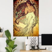 Art nouveau Alphonse Mucha elegante  vrouw Poster (Thuiskantoor)