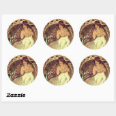 Art nouveau Alphonse Mucha elegante  vrouw Ronde Sticker (Vel)