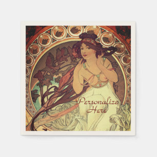 Art nouveau Alphonse Mucha elegante  vrouw Servet