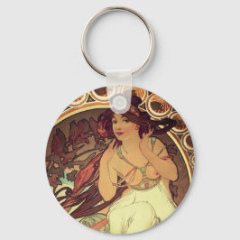 Art nouveau Alphonse Mucha elegante  vrouw Sleutelhanger