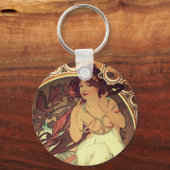 Art nouveau Alphonse Mucha elegante  vrouw Sleutelhanger (Voorkant)