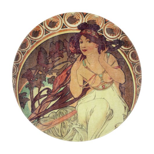 Art nouveau Alphonse Mucha elegante  vrouw Snijplank (Voorkant)