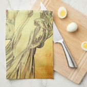 Art nouveau Alphonse Mucha elegante  vrouw Theedoek (Quarter Fold)