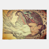 Art nouveau Alphonse Mucha elegante  vrouw Theedoek (Horizontaal)