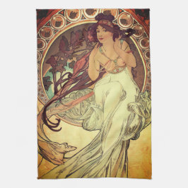 Art nouveau Alphonse Mucha elegante  vrouw Theedoek