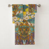 Art nouveau Alphonse mucha flower dragonfly Bad Handdoek (Insitu)