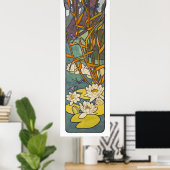 Art nouveau Alphonse mucha flower pond dragonfly Poster (Thuiskantoor)