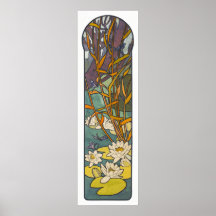 Art nouveau Alphonse mucha flower pond dragonfly