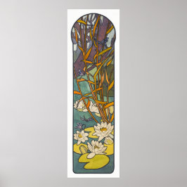 Art nouveau Alphonse mucha flower pond dragonfly Poster