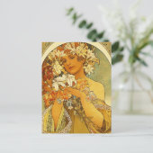 Art Nouveau Alphonse Mucha Flower Post Card Briefkaart (Staand voorkant)