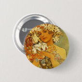 Art Nouveau Alphonse Mucha Flower Ronde Button 5,7 Cm (Voorkant /achterkant)