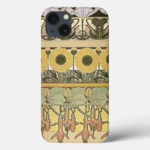 Art nouveau alphonse mucha fuchsia zonnebloem flor Case-Mate iPhone case