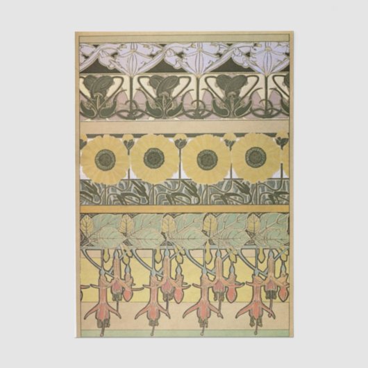 Art nouveau alphonse mucha fuchsia zonnebloem flor tissuepapier (Voorkant)