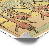 Art nouveau alphonse mucha fuschia bloemen poster (Hoek)