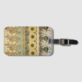 Art nouveau alphonse mucha fuschia zonnebloemflora bagagelabel (Voorkant (horizontaal))