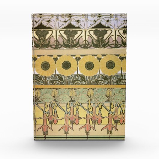 Art nouveau alphonse mucha fuschia zonnebloemflora fotoblokken (Voorkant)