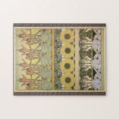 Art nouveau alphonse mucha fuschia zonnebloemflora legpuzzel (Horizontaal)