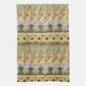 Art nouveau alphonse mucha fuschia zonnebloemflora theedoek (Verticaal)