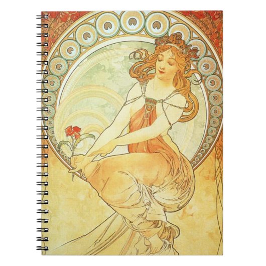 Art Nouveau Alphonse Mucha Lithografnotebook Notitieboek (Voorkant)