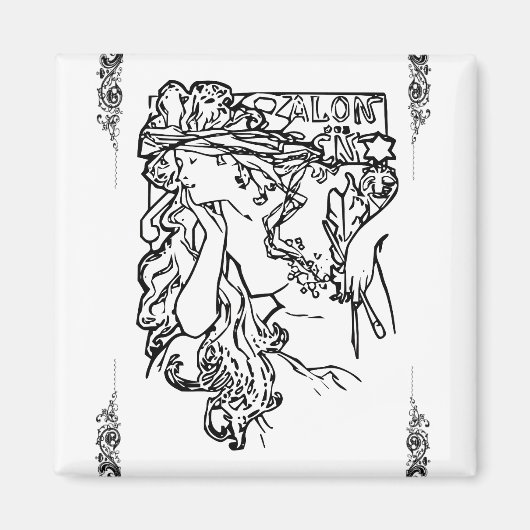 Art nouveau Alphonse Mucha magnet (Voorkant)