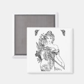 Art nouveau Alphonse Mucha magnet (Voorkant / Achterkant)