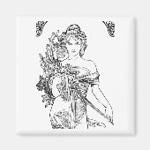 Art nouveau Alphonse Mucha magnet (Voorkant)