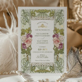 Art Nouveau Alphonse Mucha Mauve Dusty Roos Folie Uitnodiging