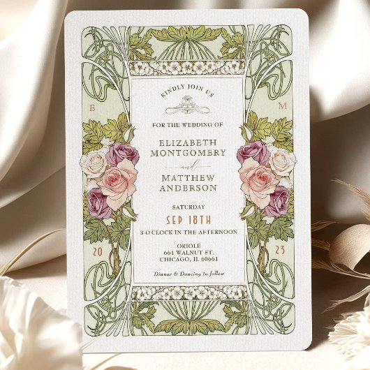 Art Nouveau Alphonse Mucha Mauve Dusty Roos Kaart