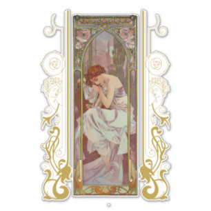 Art Nouveau Alphonse Mucha Nachtrust Sticker