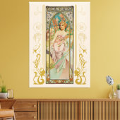 Art Nouveau Alphonse Mucha - Ochtend Ontwaken Canvas Afdruk (Insitu (Woonkamer))