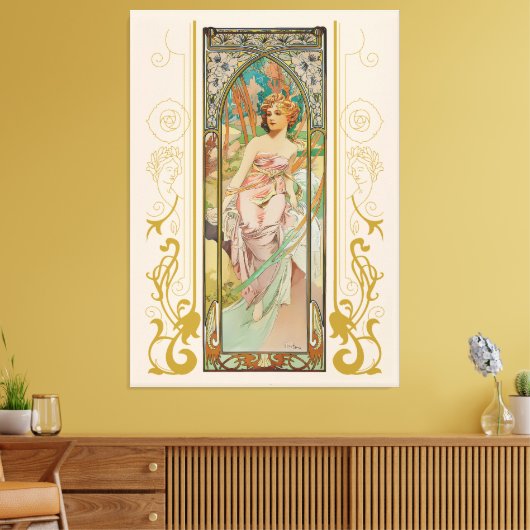 Art Nouveau Alphonse Mucha - Ochtend Ontwaken Canvas Afdruk (Insitu (Woonkamer))