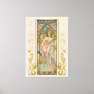 Art Nouveau Alphonse Mucha - Ochtend Ontwaken Canvas Afdruk