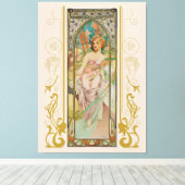 Art Nouveau Alphonse Mucha - Ochtend Ontwaken Canvas Afdruk (Insitu (Houten vloer))