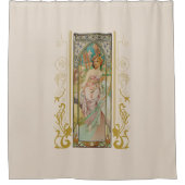 Art Nouveau Alphonse Mucha - Ochtend Ontwaken Douchegordijn (Voorkant)