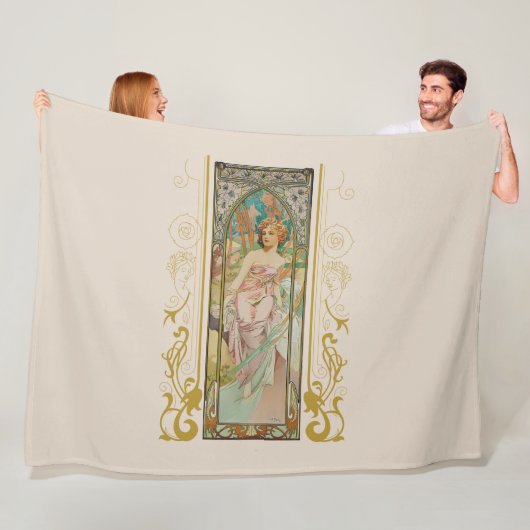 Art Nouveau Alphonse Mucha - Ochtend Ontwaken Fleece Deken (In situ)