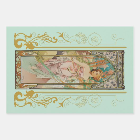 Art Nouveau Alphonse Mucha - Ochtend Ontwaken Inpakpapier Vel (Voorkant 3)